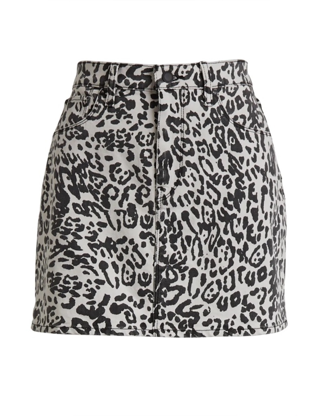 Hudson Jeans Viper Leopard-Print Mini Skirt Black White Size 27